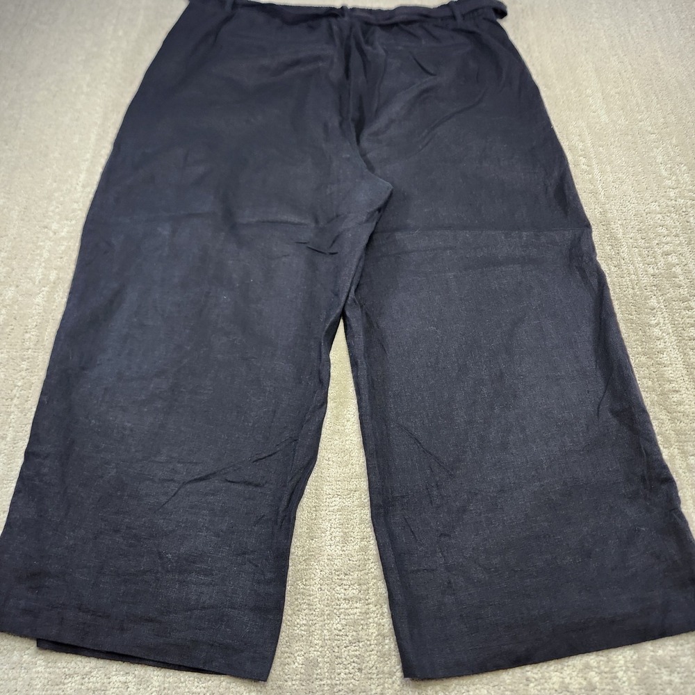 Wide Leg Linen Blend Pants Women XL High Waist Crop Black Old Navy Athleisure - Picture 9 of 10